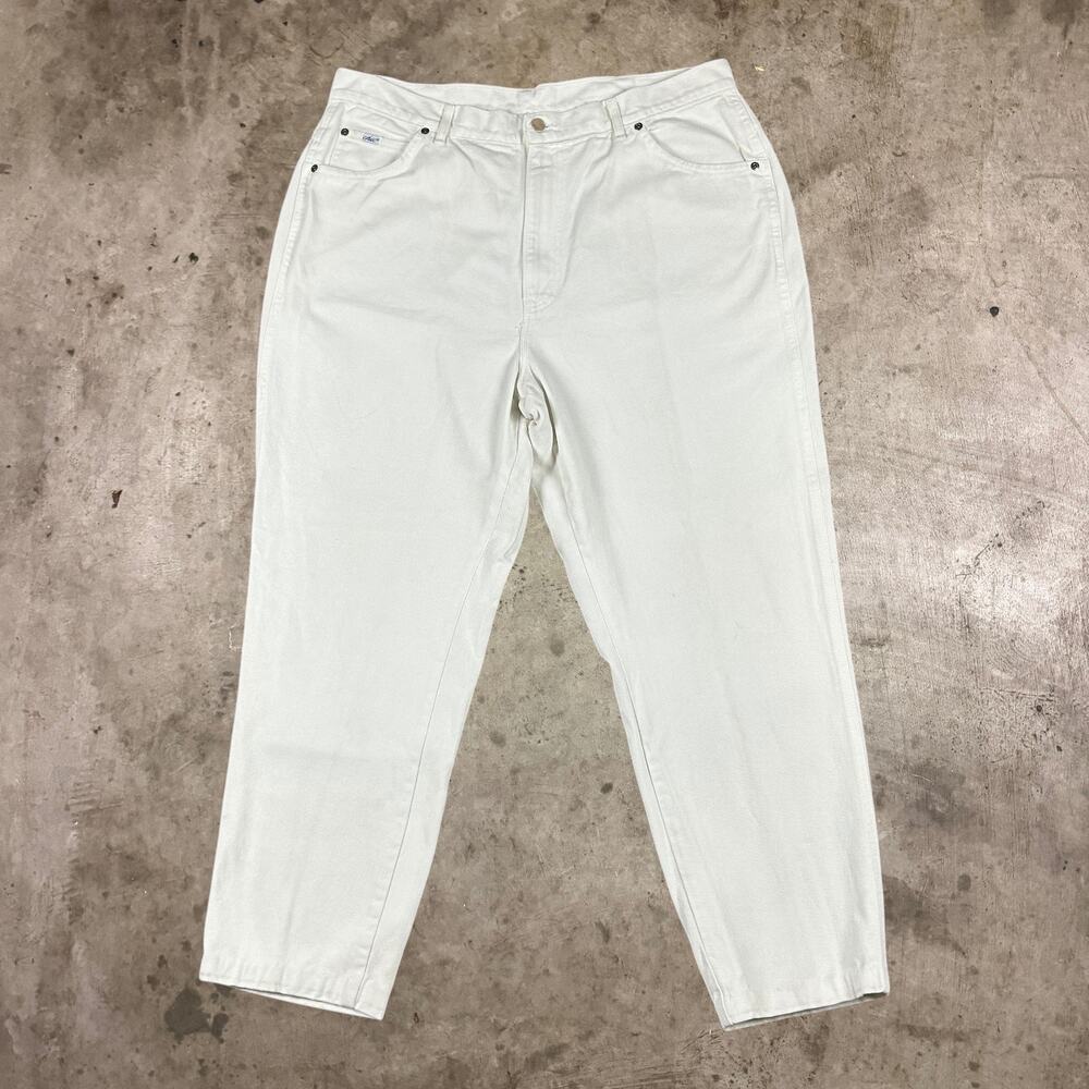 Chic Mom Jeans High Rise Tapered Leg Cotton Blend White Denim Womens Size 22W
